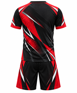 Custom Red Black Sublimated Sportswear Set <b>Short</b> Sleeve Jersey and <b>Shorts</b> Team Uniform - Product Image 2