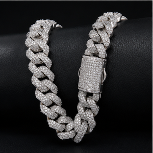 Collier chaîne maille cubaine Miami 18 mm en argent 925 et moissanite, style hip-hop, personnalisé, pour rappeurs, à porter au quotidien - Product Image 4