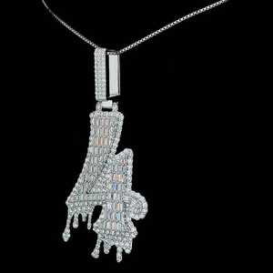 Pendentif personnalisé en forme de goutte d'eau, serti de diamants Dvars, bijoux hip-hop pour rappeurs, argent 925 plaqué or, moissanite taille brillant - Product Image 6