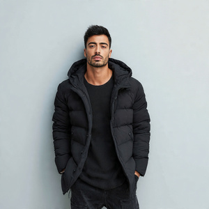 Winter Down <b>Padded</b> Jacket Men Outdoor Fashion Down <b>Padded</b> Hood Winter Coat Men's Warm Up Street <b>Padded</b> Jackets Mens - Product Image 5