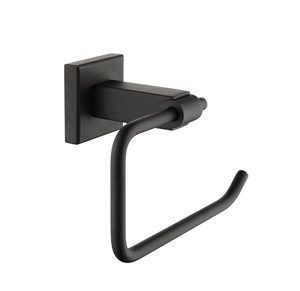 Porte-rouleau de papier toilette en métal, forme poignée de porte, moderne, noir, finition miroir poli, support mural pour papier toilette - Product Image 2