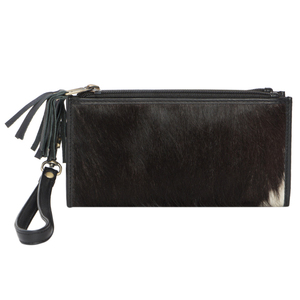 Women's Long Genuine Leather Cowhide <b>Wallet</b> With <b>Zipper</b> Closure Tassel Decoration Bohemian Style Animal Print Daily Use - Product Image 2