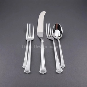Juego de cubiertos de acero con espejo de martillo, juego de cubiertos, juego de cubiertos de 24 piezas, estilo clásico, sólido, inoxidable, para boda, sostenible, elegante - Product Image 3