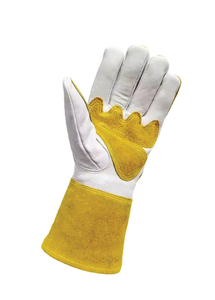 Leather Welding <b>Gloves</b> Yellow Cotton Lined Wing Thumb Stick Welding Molten Metal Splash Resistant - Product Image 2