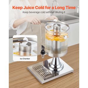 Dispenser per Bevande da 2,1 Galloni in Acciaio Inox e Plastica con Rubinetto e Scomparto per Ghiaccio, Ideale per Feste e Distribuzione di Bevande/Succhi - Product Image 3