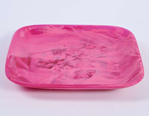Handmade Square Resin Eco-Friendly Dishwasher Safe Serving <b>Plate</b> FDA Resin Dinner Tray <b>Stand</b> Polished Beach Inspired Swirl - Product Image 5