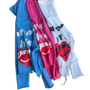 Prix de gros – Sweats à capuche personnalisés avec logo imprimé en relief, manches longues, 100 % coton, style décontracté - Product Image 2