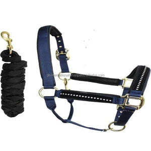 Licol de cheval strass décoratifs sangle en nylon et rembourrage en néoprène fabriqués à la main licol de cheval en nylon avec cordes de plomb assorties - Product Image 6