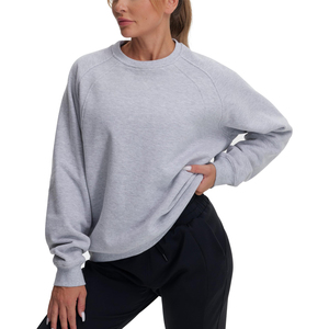 Relaxed Streetwear Private Label Women Apparel Womens <b>Sweat</b> <b>Top</b> Women's Heavyweight Sweatshirt Plain Blank Custom Logo Supplier - Product Image 1