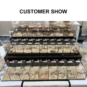 Custom 3 Shelves Table Top Acrylic Snake Gecko Reptile Display Cases With Lock Stand Reptile Expo Display For Reptile Show