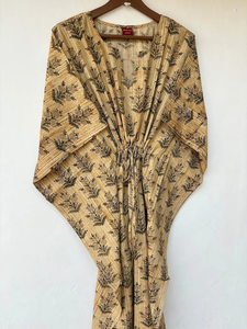 Nuevo Kaftán con Estampado Animal, Cuello en V, Cierre con Cordón, Corte Evase, de Algodón Suave Indio, con Encaje, Largo Completo, para Playa, para Mujer - Product Image 4