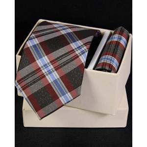Premium Quality for Rust & Grey Tartan Check <b>Tie</b> <b>Set</b> for <b>Men</b> Premium Shirt Accessory <b>Sets</b> - Product Image 4