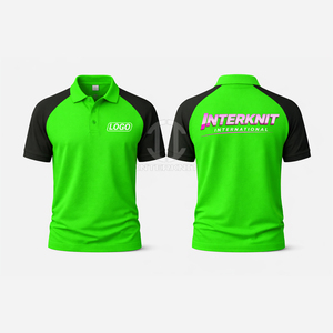 Interknit Men's Red <b>White</b> <b>Polo</b> Shirt Short Sleeve Knitted Polyester Breathable Casual Design Heat Transfer Printed Logo Front - Product Image 3