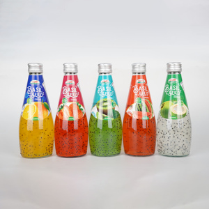 Bajo MOQ NAWON Semillas de albahaca con bebida de jugo de kiwi 290ml Botella de vidrio Muestra gratis Bebida al por mayor en Vietnam OEM ODM HALAL - Product Image 2