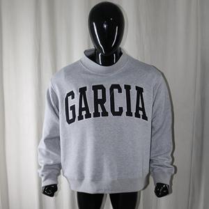 Sweat-shirt à col montant gris chiné GARCIA, broderie appliquée bleu marine, col large, URBAN PRODUCTIONS - Product Image 3