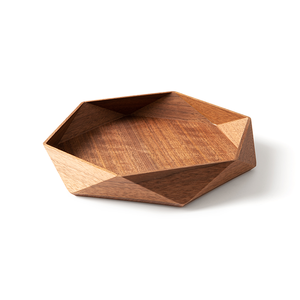 Hexagonal <b>Walnut</b> And Brown Mixed Shade Wooden Serving Tray Elegant Decorative <b>Table</b> Organizer For Home Office And Cafe Use - Product Image 1