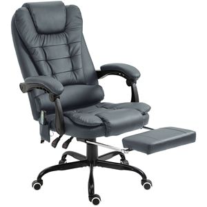 Sedia da Ufficio Direzionale con Schienale Alto, Massaggio Vibrante a 7 Punti, Supporto Lombare e Poggiapiedi, in Nylon, Colore Blu - Product Image 1
