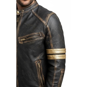 Custom Men's Vintage <b>Leather</b> Motorcycle <b>Jacket</b> Genuine Cowhide Biker <b>Jacket</b> <b>Retro</b> Racing <b>Leather</b> <b>Jacket</b> OEM ODM - Product Image 6