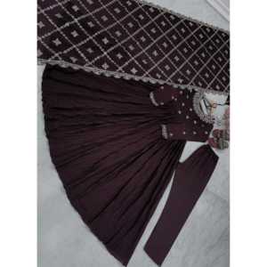 Ensemble de robe de soirée en soie Chinon Pure Crush pour femmes, comprenant un dupatta et un bas, pour un look de soirée - Product Image 3