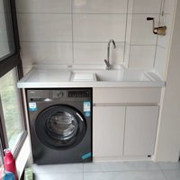 Lavabo intégré en pierre de quartz personnalisé pour balcon, buanderie, salle de bain, grand lavabo, bac à lave-linge