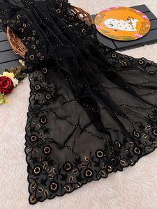 Party Wear Designer Sequence Work Burburry Silk Saree With Silk Blouse - Product Image 2