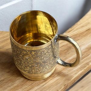 Taza de Latón Estilo Mughlai, Taza de Latón Hecha a Mano, Vaso para Café, Té, Leche, Vajilla para el Hogar, Hotel, Restaurante, Regalo - Product Image 2