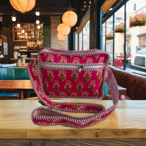 Coton indien traditionnel fait à la main bloc floral imprimé sac à bandoulière Boho femmes printemps fermeture à glissière sacs de noël - Product Image 1