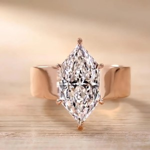 Bague solitaire en or massif 10K 14K 18K, couleur DEF, clarté VS VVS, design hollandais antique, diamant de laboratoire taille marquise certifié IGI - Product Image 3