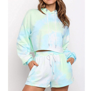 ชุดเซ็ตเสื้อฮู้ดแขนยาวผ้าฝ้ายแท้ 100% สำหรับผู้หญิง พร้อมกางเกงขาสั้น กันน้ำ กันลม ระบายอากาศได้ดี สวมใส่สบายๆ สำหรับฤดูร้อน - Product Image 4