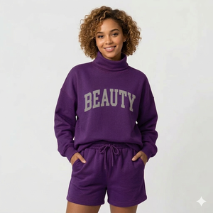 Best Women's Winter Above Knee 100% Cotton Fleece Fabric Warm & Comfortable Customized Logo Printing OEM Solid <b>Set</b> - Product Image 1