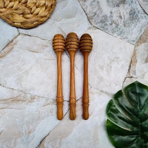 Teak Wood Eco-Friendly Honey Dipper & Stick with Mirror Polish | Long Handle for Camping Tea Coffee & Desserts - Product Image 3