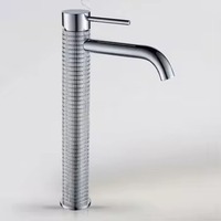 Robinet mitigeur monocommande chaud/froid de haute qualité pour lavabo sur table, finition gris anthracite brossé, pour lavabo à poser dans la salle de bain