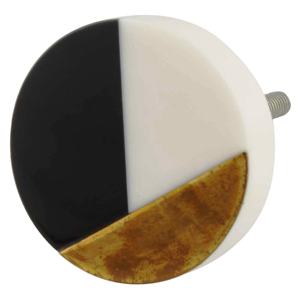 Pomo de Puerta Redondo de Resina de Latón y Madera Negra, Color, Forma y Tamaño Personalizados, Hecho en India - Product Image 1