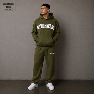 Meilleures ventes : Ensemble molletonné épais 300-500 GSM avec impression personnalisée en relief – Sweat à capuche et pantalon de jogging pour homme, style streetwear oversize - Product Image 3