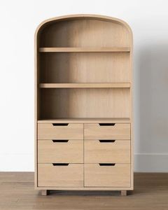 Premium <b>Solid</b> Teak <b>Wood</b> Cabinet Combo Drawer Chest Decorative Arch Shape Library Bookshelf - Product Image 2