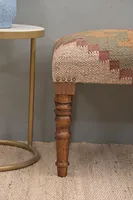 Banco Otomano de Yute Kilim Hecho a Mano, Ecológico, Estilo Turco Moderno, de Madera, para Sala de Estar, Dormitorio, Escuela