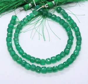 Perles de pierres précieuses en onyx vert naturel facetté en forme de cube AAA, 6-7 mm, perles en onyx vert en forme de cube 3D, 8 pouces, perles en onyx naturel en vrac pour bijoux - Product Image 6