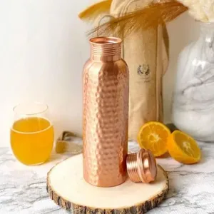 Bouteille d'eau en cuivre de 1000 ml, anti-fuite, avec couvercle et paille, idéale pour les longs trajets, pour une hydratation optimale - Product Image 6