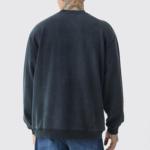 เสื้อสเวตเชิ้ตผู้ชายสีเทาเข้ม คอกลม ทรงปกติ ผ้าถัก คอตตอน สีพื้น สไตล์ลำลอง สำหรับฤดูใบไม้ร่วง - Product Image 3