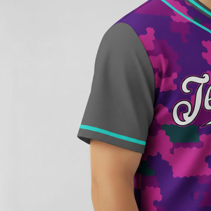 Maillot de baseball respirant à manches courtes avec broderie personnalisée, uniforme de baseball vierge en gros, vêtements de sport - Product Image 4