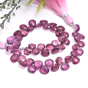 High Quality Natural Rhodolite Garnet Faceted Heart Shape <b>Beads</b> 8 Inch 6x6 to 9.5x10 mm Gemstone Strand for Jewelry Necklace - Product Image 3