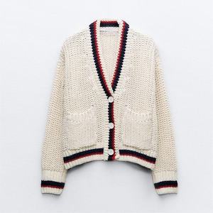 Cárdigan Transpirable con Cuello en V para Hombre, Suéter Clásico de Punto a Rayas, Estilo Universitario, con Botones, Prenda Exterior Elegante e Informal - Product Image 1