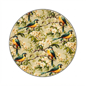 REHMAN CRAFT Ensemble de sous-verres en MDF faits à la main avec un motif moderne d'oiseaux et de fleurs, design botanique rond, diamètre 9 cm, épaisseur 3 mm - Product Image 2