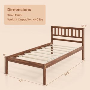 Telaio del letto in legno per bambini Twin/Full/Queen Size con elegante testiera e supporto per stecca - Product Image 4