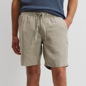 Pantalones Cortos Bermuda para Hombre YOURBRAND, 100% Algodón, Color Sólido, Logotipo Bordado, Cintura Elástica, Estilo Urbano, Corte Medio, Transpirables - Product Image 2