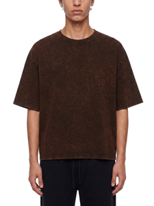 Camiseta de Manga Corta con Cuello Redondo para Hombre, Corte Holgado, Color Sólido, Algodón Lavado, Estilo Casual, Secado Rápido, 220g - Product Image 1
