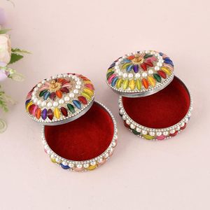 Craftam Handmade <b>Decorative</b> Jewelry <b>Storage</b> <b>Box</b> – Multicolor Beaded Trinket <b>Box</b> <b>for</b> Earrings, Rings & Small Accessories (Golden, - Product Image 2