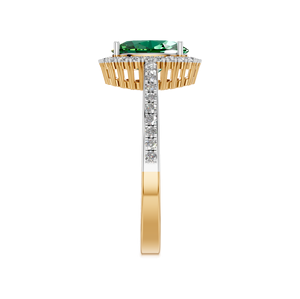 Bague halo en or 14 carats avec émeraude naturelle taille ovale 1,5 carat |   Bague de fiançailles et de fête minimaliste pour femmes |   Certifié IGI - Product Image 2