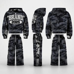 ชุดเซ็ตแทรคสูทลายพรางพิมพ์ลายกราฟิก Glory Custom ผ้าฝ้ายฟลีซ 100% สไตล์สตรีทแวร์ เสื้อฮู้ดซิปและกางเกงขายาวทรงกว้าง สำหรับทุกเพศ - Product Image 6