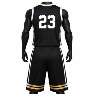 Nouvel ensemble maillot et short de basketball personnalisé modèle 2026 noir et or, uniforme d'équipe respirant à séchage rapide, le plus vendu, service OEM - Product Image 2